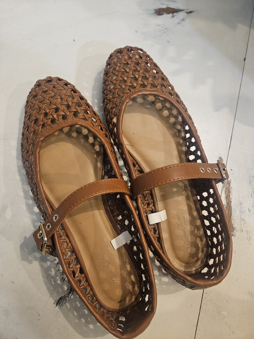 Universal Thread Woven Mary Jane Flats in Brown